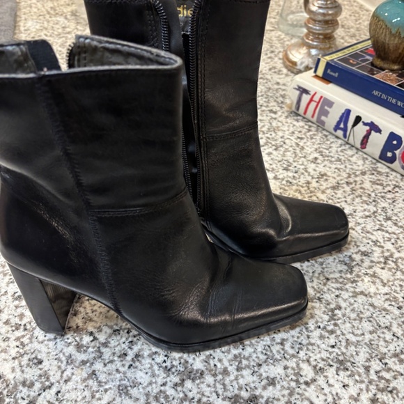 VTG Y2K 90s Leather Upper Chunky Platform Pointed Square Toe Boots - Picture 4 of 11